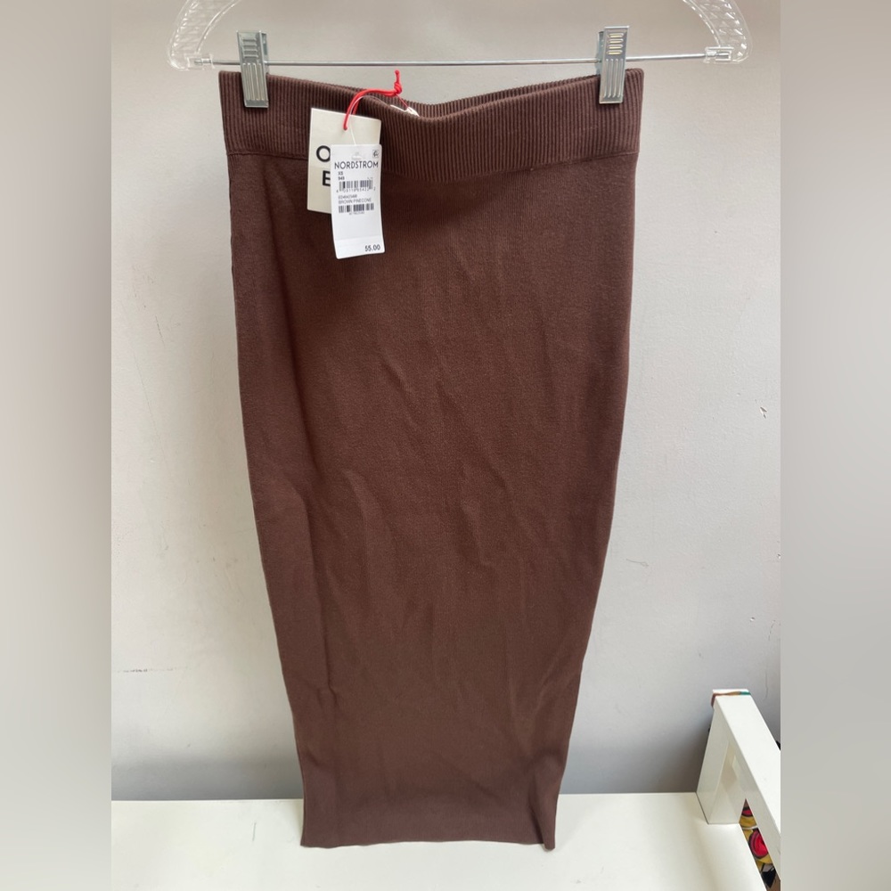 Nordstrom Open Edit brown ribbed skirt